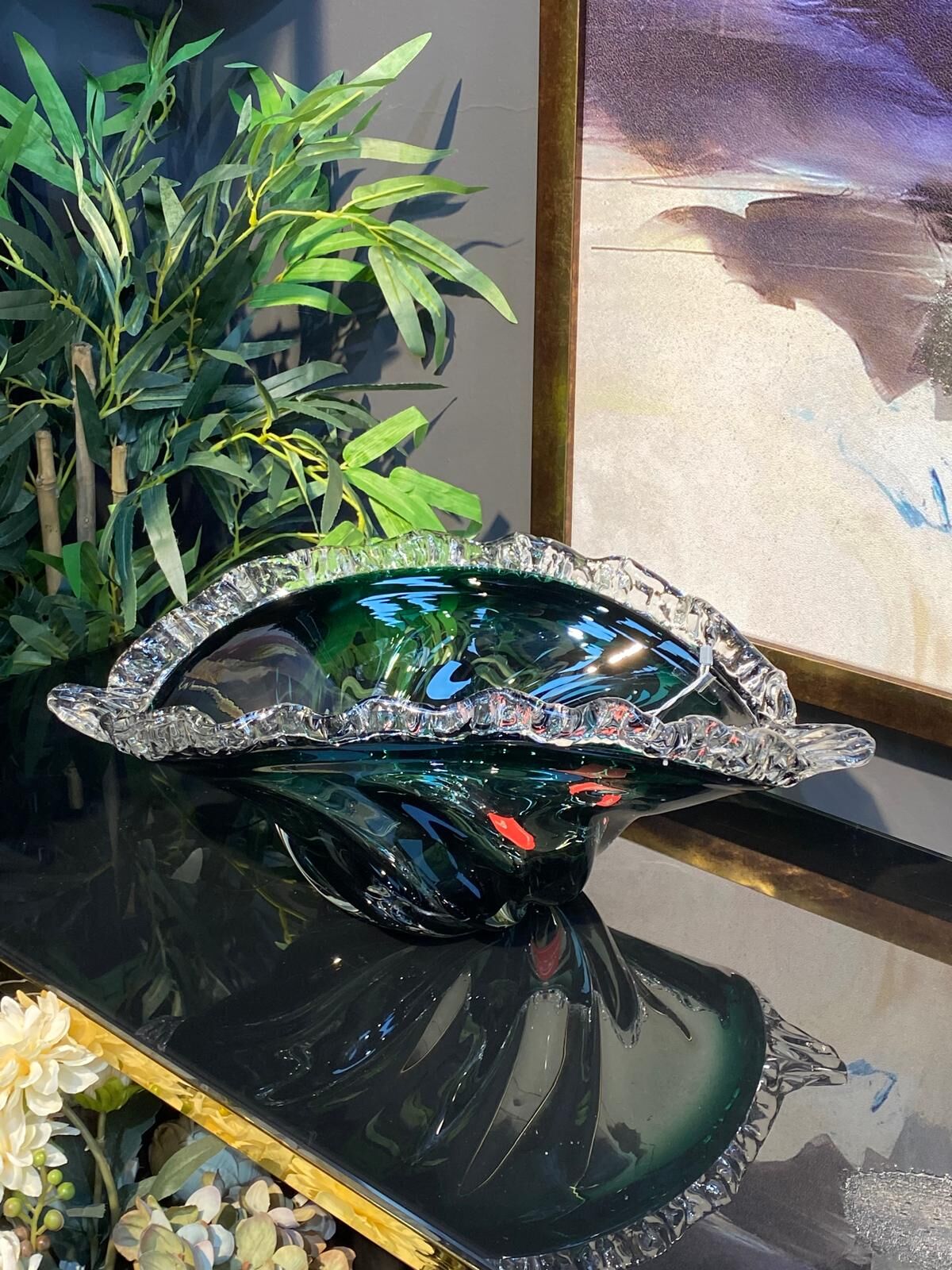 Cam Üfleme Gondol 40*27 cm (Murano Yeşil)