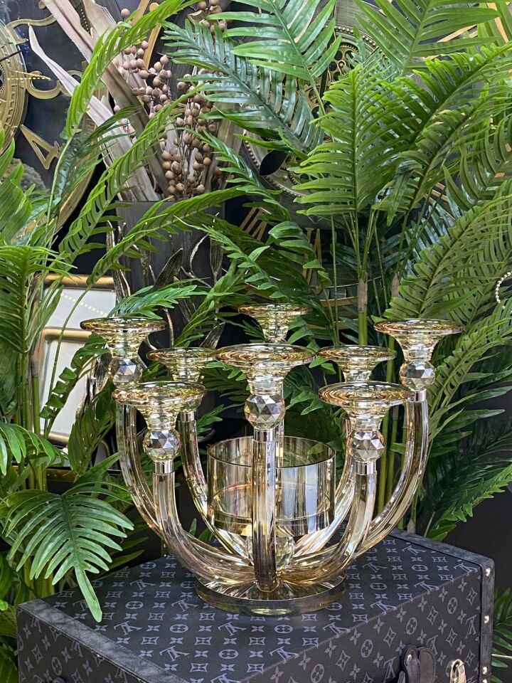 Şamdan Kristal 8 kollu (İTHAL) Çap:44 cm Yüks:32 cm