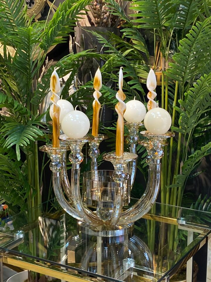 Şamdan Kristal 8 kollu (İTHAL) Çap:44 cm Yüks:32 cm