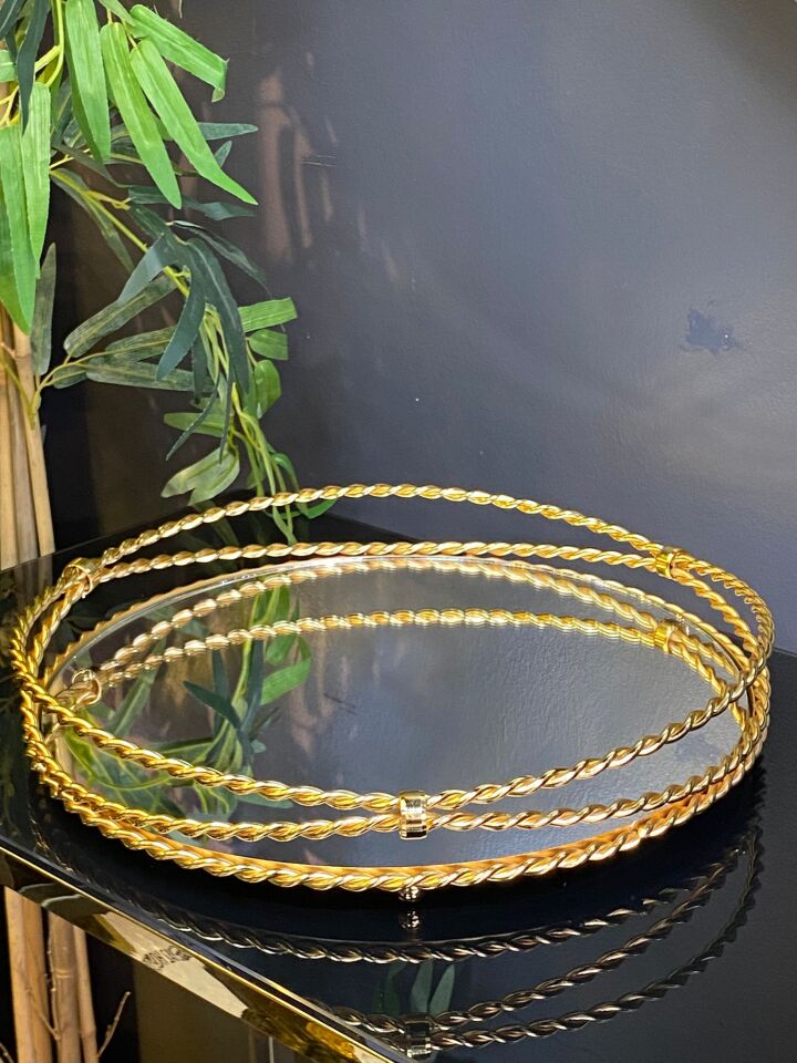 Tepsi Zincir Desen (gold) 38 CM