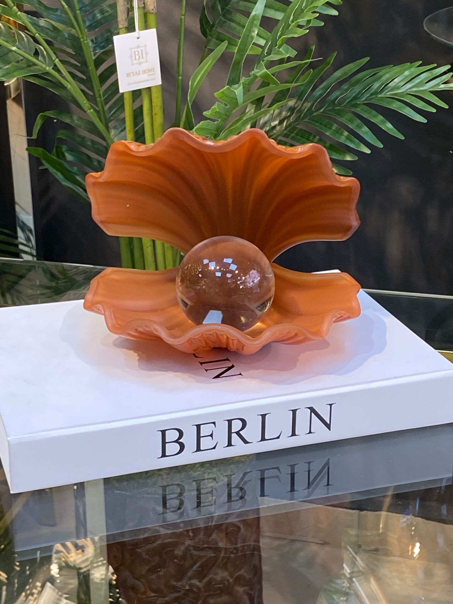 İstiridye Cam Opak Tarçın 20*18 cm