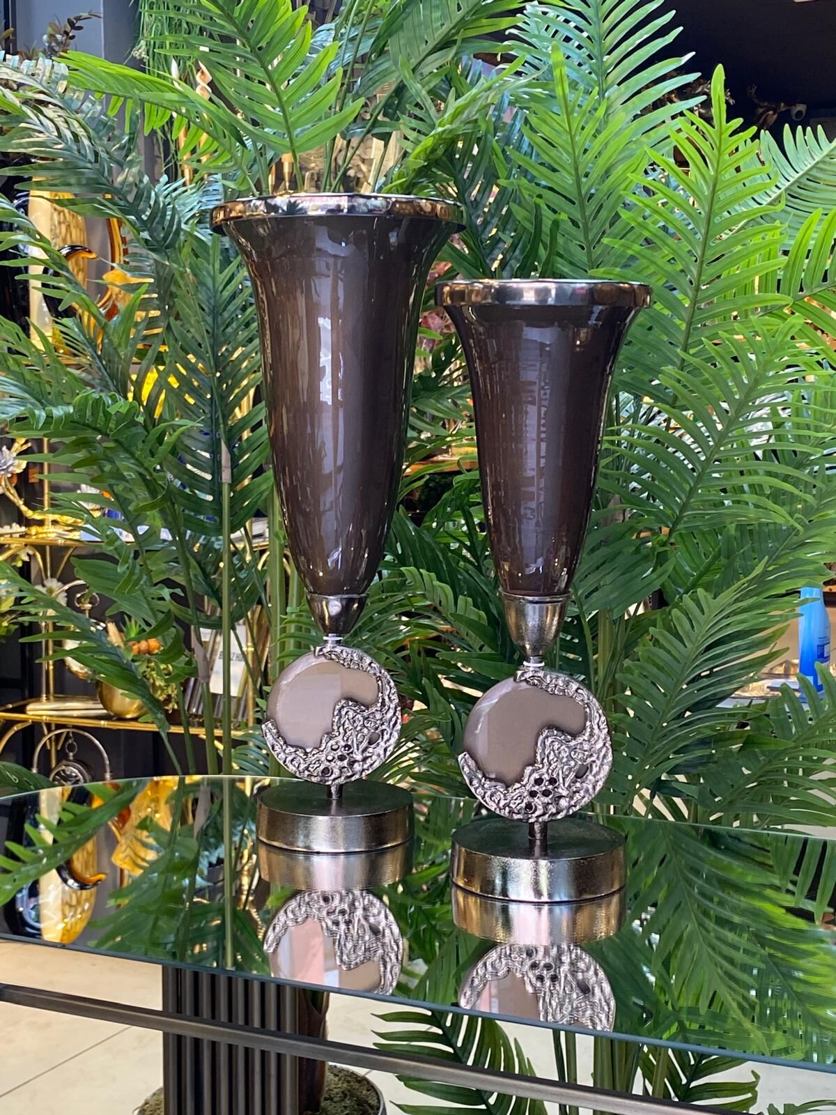 Mumluk 2 li Döküm&Cam 65*25*25 cm