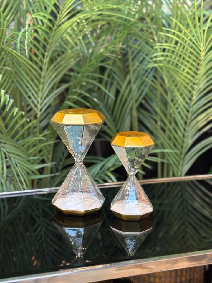 Kum Saati (2li) Üfleme Cam b:19 cm k:16 cm