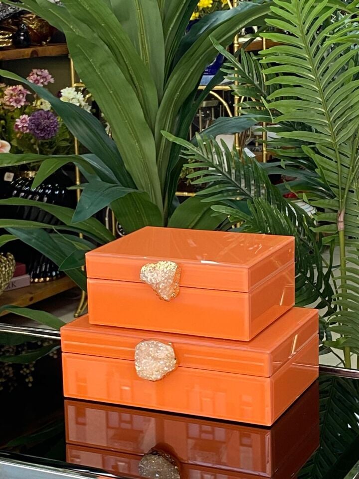 Dekoratif Kutu 2 li (Cam) 25x9 cm & 19x8 cm