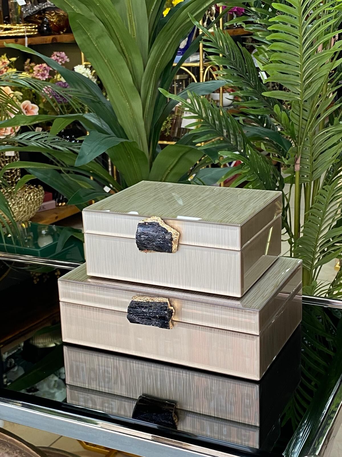 Dekoratif Kutu 2 li (Cam) 25x9 cm & 19x8 cm