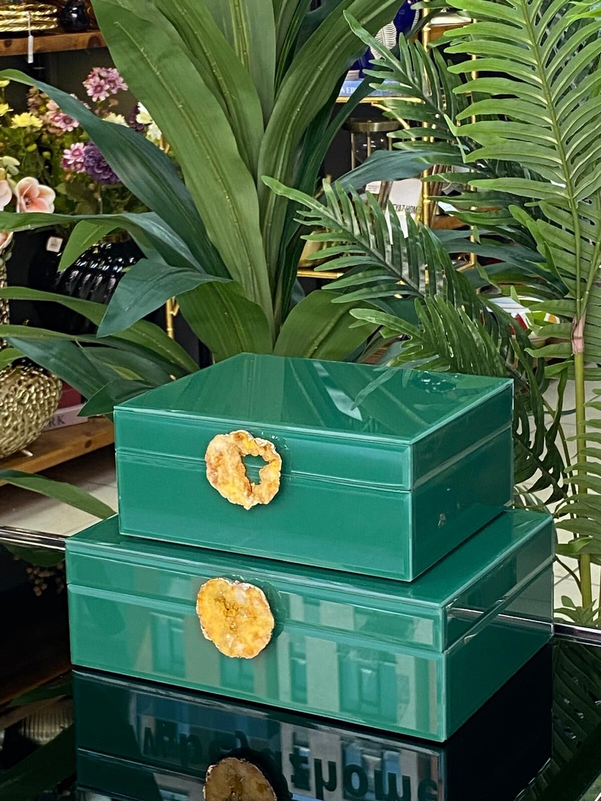 Dekoratif Kutu 2 li (Cam) 25x9 cm & 19x8 cm