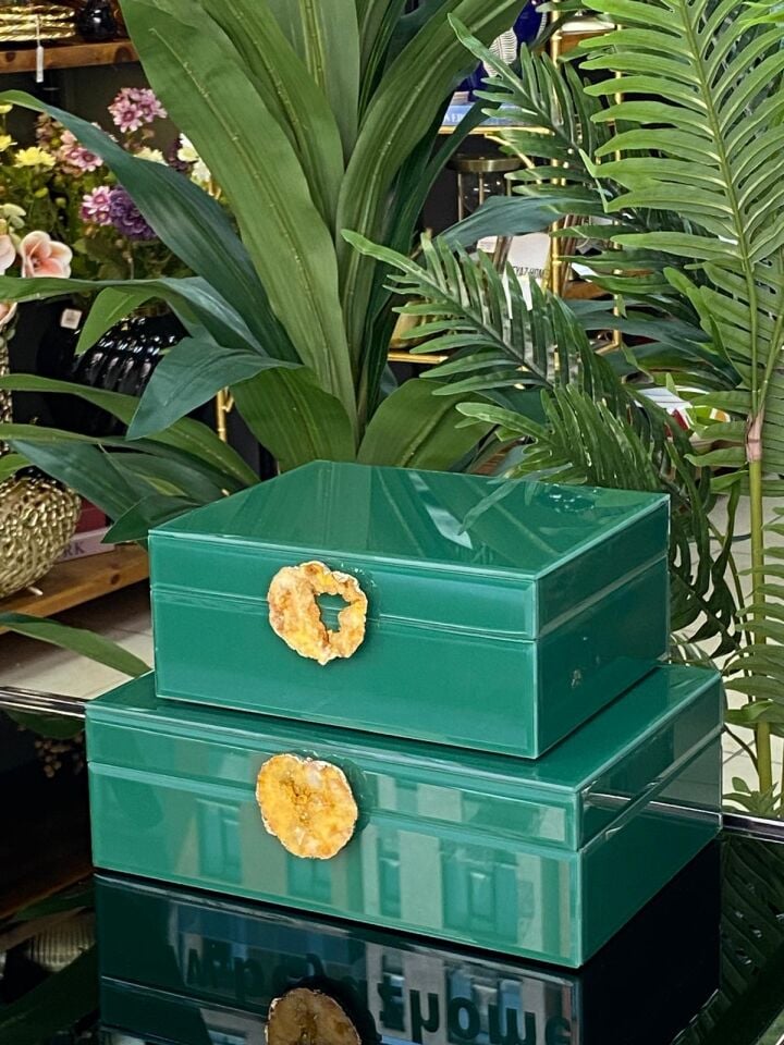 Dekoratif Kutu 2 li (Cam) 25x9 cm & 19x8 cm