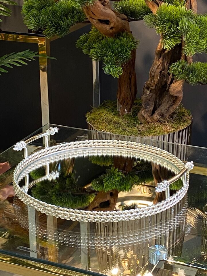 Tepsi Zincir Desen (gümüş) 38 CM