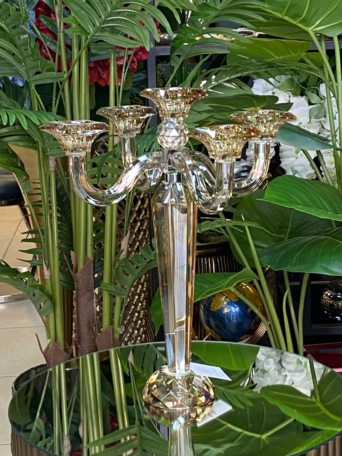 Şamdan Kristal 5 kollu (İTHAL) Çap:33 cm Yüks:39 cm