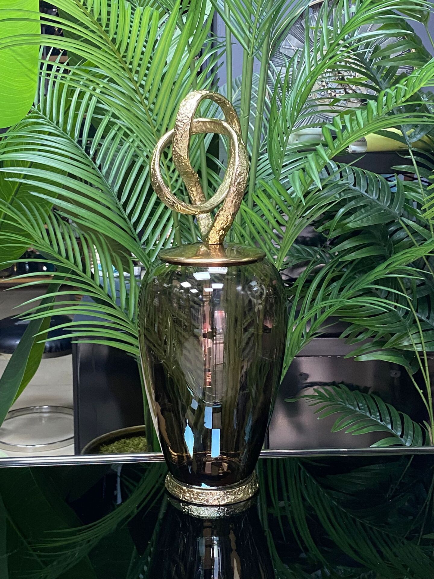 Vazo Kapaklı Pirinç (Gold) 50*19*19cm