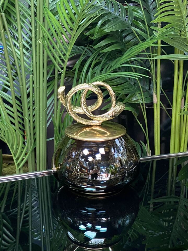 Şekerlik Kapaklı Pirinç (Gold) 22*19*19cm