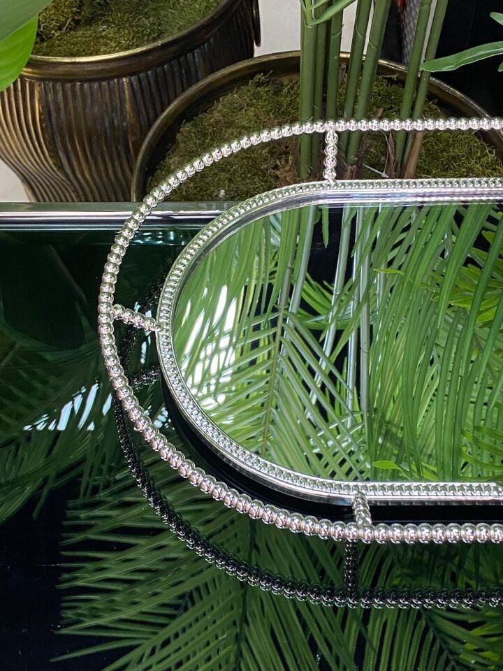 Tepsi İnci Desen (gümüş) 37*25 cm