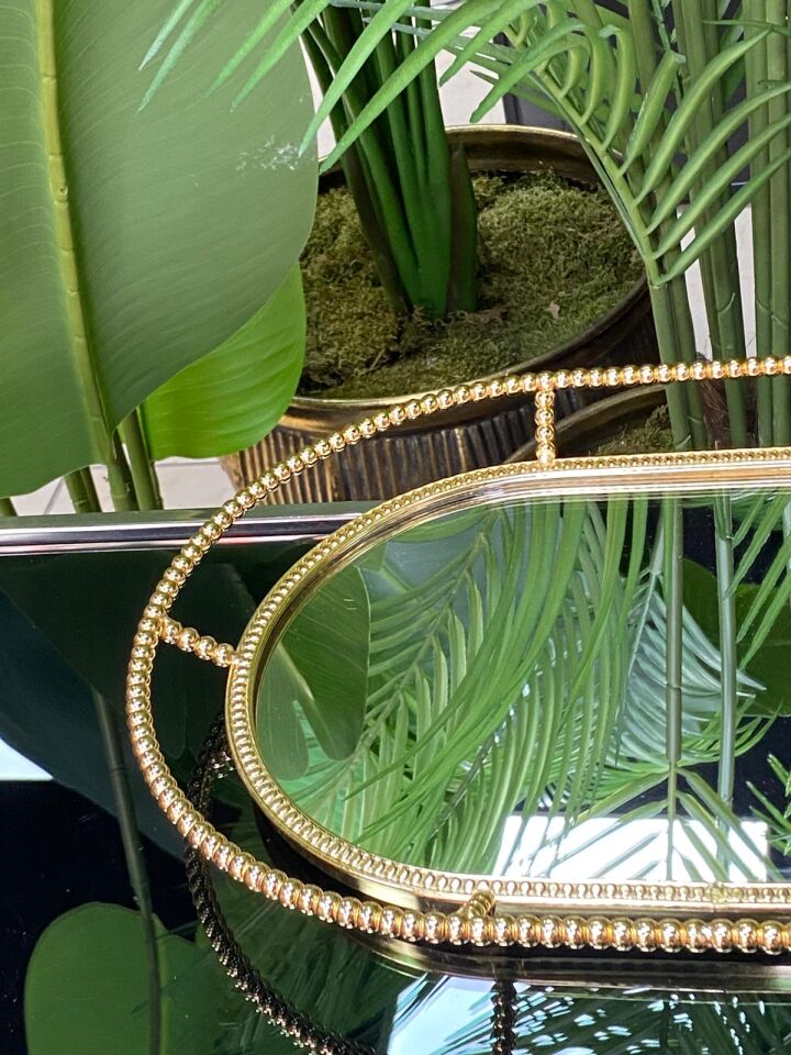 Tepsi İnci Desen (gold) 37*25 cm