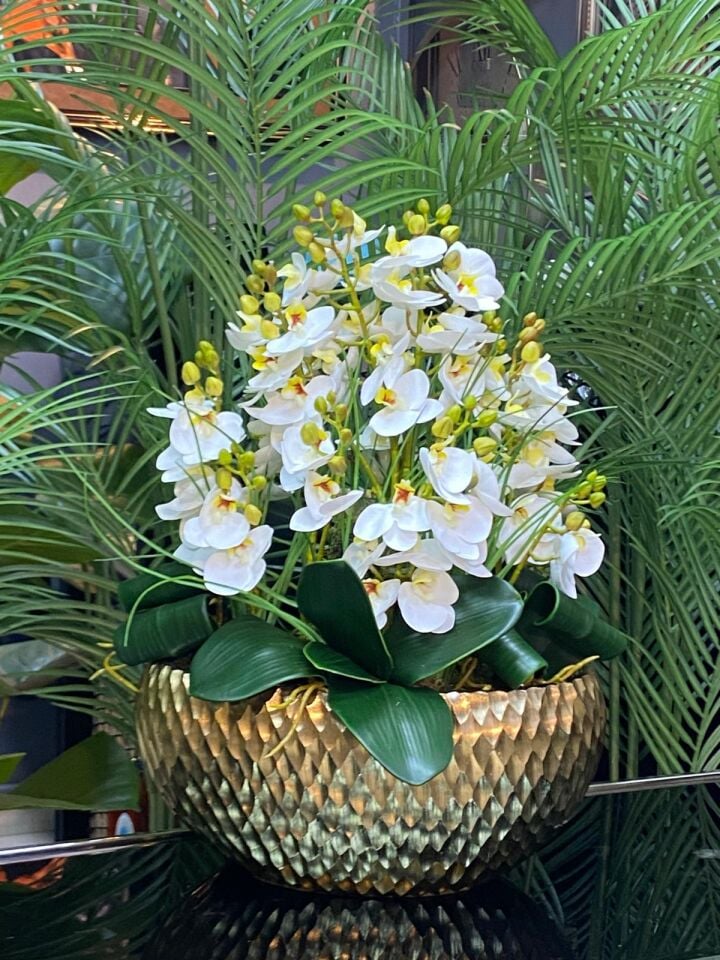 Orkide (yapay) Döküm Vazo Lüx  55*38 cm