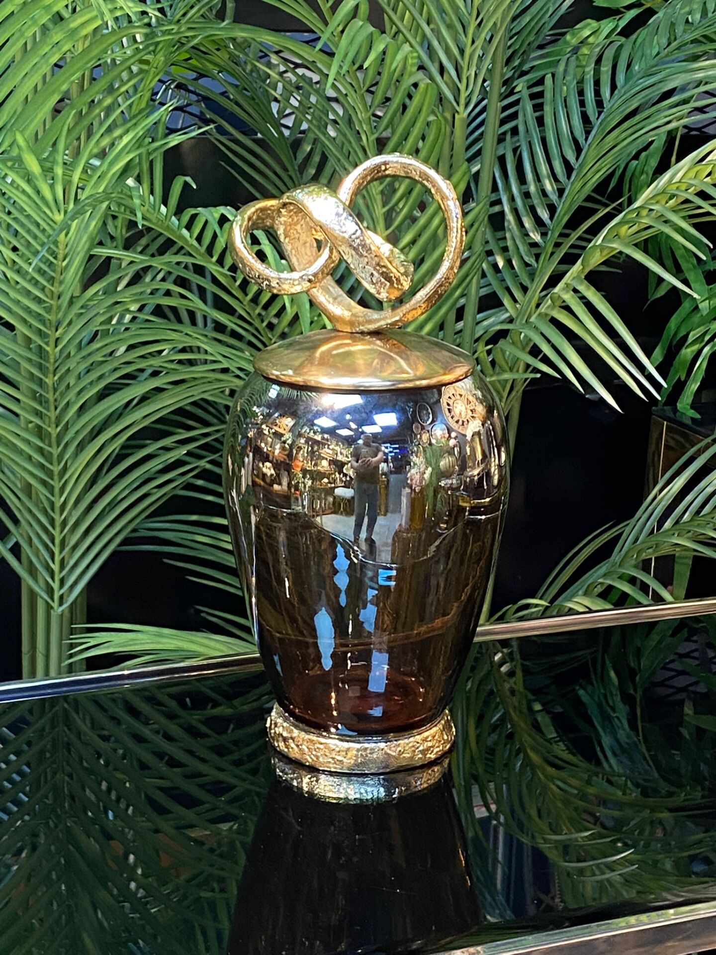 Vazo Kapaklı Pirinç (Gold) 33*14cm