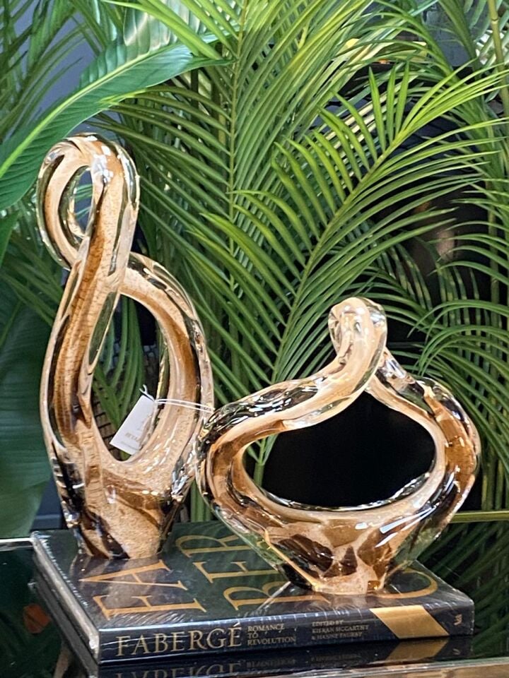 Sıcak Cam Soyut Obje 2 li 35*16 cm, 23*22 cm