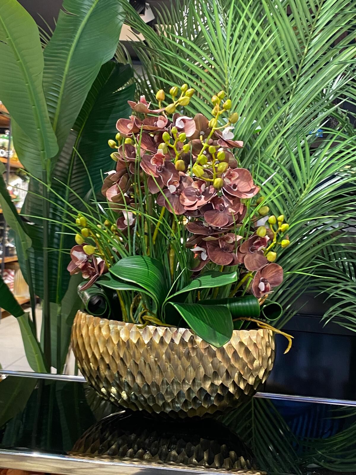 Orkide (yapay) Döküm vazo  49*34cm