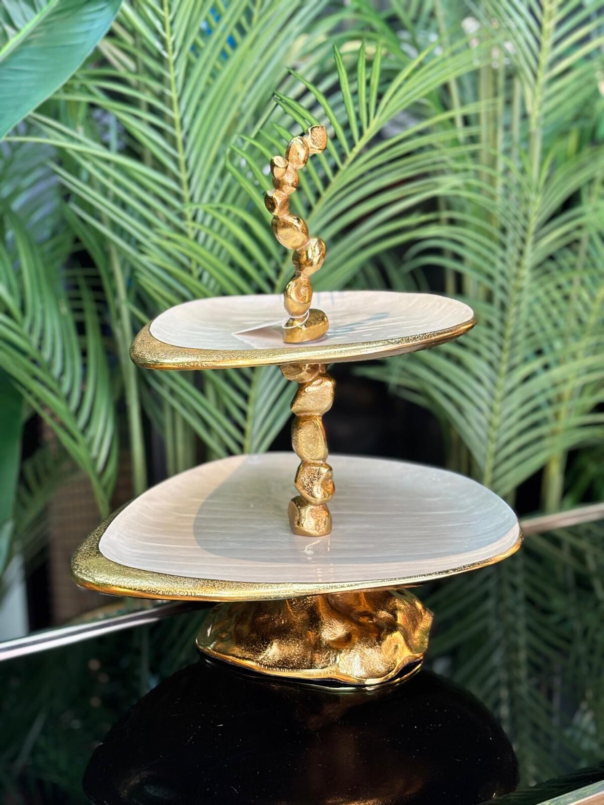 Pearl Döküm Ayaklı Katlı Sunuluk (31*30*17)cm)